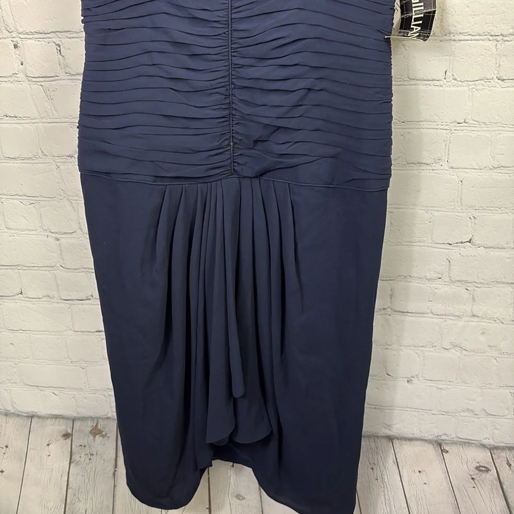 ST. GILLIAN Vintage Silk Spaghetti Strap Navy Cocktail Party Dress size 10 - Picture 4 of 9